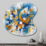 Blue Abstracted Fractals And Dimensions I - Asymmetric Metal Wall Art