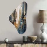 Orange Blue Geometric Blend - Asymmetric Metal Wall Art