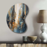 Orange Blue Geometric Blend - Asymmetric Metal Wall Art