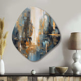 Orange Blue Geometric Blend - Asymmetric Metal Wall Art