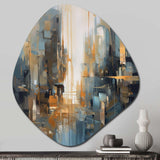 Orange Blue Geometric Blend - Asymmetric Metal Wall Art