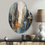 Orange Blue Geometric Blend - Asymmetric Metal Wall Art