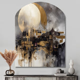 Exploring The Evolving Golden Moon I - Asymmetric Metal Wall Art