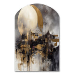 Exploring The Evolving Golden Moon I - Asymmetric Metal Wall Art