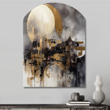 Exploring The Evolving Golden Moon I - Asymmetric Metal Wall Art