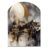 Exploring The Evolving Golden Moon I - Asymmetric Metal Wall Art