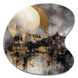 Exploring The Evolving Golden Moon I - Asymmetric Metal Wall Art