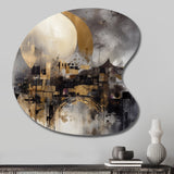 Exploring The Evolving Golden Moon I - Asymmetric Metal Wall Art