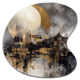 Exploring The Evolving Golden Moon I - Asymmetric Metal Wall Art