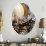 Exploring The Evolving Golden Moon I - Asymmetric Metal Wall Art