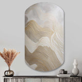 Gold And Grey Line Art In Motion III - Asymmetric Metal Wall Art