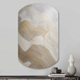 Gold And Grey Line Art In Motion III - Asymmetric Metal Wall Art