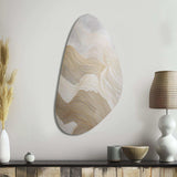 Gold And Grey Line Art In Motion III - Asymmetric Metal Wall Art