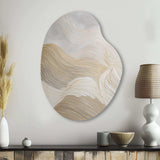 Gold And Grey Line Art In Motion III - Asymmetric Metal Wall Art