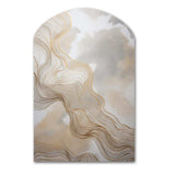 Gold And Grey Linear Expressions V - Asymmetric Metal Wall Art