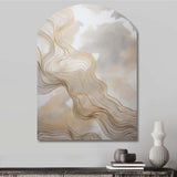 Gold And Grey Linear Expressions V - Asymmetric Metal Wall Art