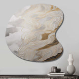 Gold And Grey Abstracted Line Artistry III - Asymmetric Metal Wall Art