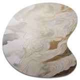 Gold And Grey Abstracted Line Artistry III - Asymmetric Metal Wall Art