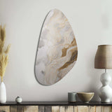 Gold And Grey Abstracted Line Artistry III - Asymmetric Metal Wall Art