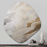 Gold And Grey Abstracted Line Artistry III - Asymmetric Metal Wall Art