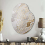 Gold And Grey Abstracted Line Artistry III - Asymmetric Metal Wall Art