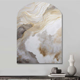 Gold And Grey Abstracted Line Artistry V - Asymmetric Metal Wall Art