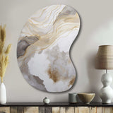 Gold And Grey Abstracted Line Artistry V - Asymmetric Metal Wall Art