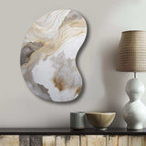 Gold And Grey Abstracted Line Artistry V - Asymmetric Metal Wall Art