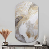 Gold And Grey Abstracted Line Artistry V - Asymmetric Metal Wall Art