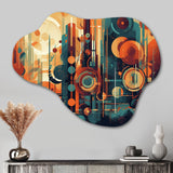 Orange And Blue Abstracted Nostalgia II - Asymmetric Metal Wall Art