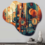 Orange And Blue Abstracted Nostalgia II - Asymmetric Metal Wall Art