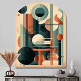 Orange And Green Mid Century Momentum IV - Asymmetric Metal Wall Art