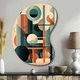 Orange And Green Mid Century Momentum IV - Asymmetric Metal Wall Art