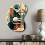 Orange And Green Mid Century Momentum IV - Asymmetric Metal Wall Art