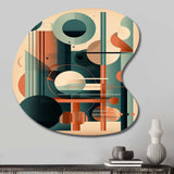 Orange And Green Mid Century Momentum IV - Asymmetric Metal Wall Art