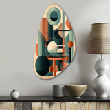 Orange And Green Mid Century Momentum IV - Asymmetric Metal Wall Art