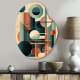 Orange And Green Mid Century Momentum IV - Asymmetric Metal Wall Art