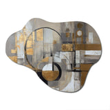 Gold And Grey Radical Simplicity I - Asymmetric Metal Wall Art