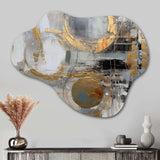 Gold And Grey Radical Simplicity II - Asymmetric Metal Wall Art