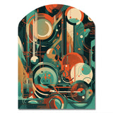 Green And Orange Mid Century Innovations IV - Asymmetric Metal Wall Art