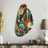 Green And Orange Mid Century Innovations IV - Asymmetric Metal Wall Art