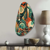 Green And Orange Mid Century Innovations IV - Asymmetric Metal Wall Art