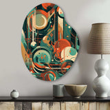 Green And Orange Mid Century Innovations IV - Asymmetric Metal Wall Art