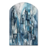 Blue Abstracted Harmonies Of Shape III - Asymmetric Metal Wall Art