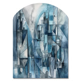 Blue Abstracted Harmonies Of Shape III - Asymmetric Metal Wall Art