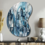 Blue Abstracted Harmonies Of Shape III - Asymmetric Metal Wall Art