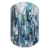 Blue Abstracted Harmonies Of Shape III - Asymmetric Metal Wall Art