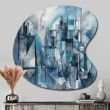 Blue Abstracted Harmonies Of Shape III - Asymmetric Metal Wall Art