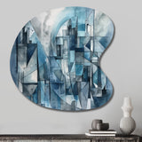 Blue Abstracted Harmonies Of Shape III - Asymmetric Metal Wall Art