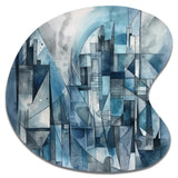 Blue Abstracted Harmonies Of Shape III - Asymmetric Metal Wall Art